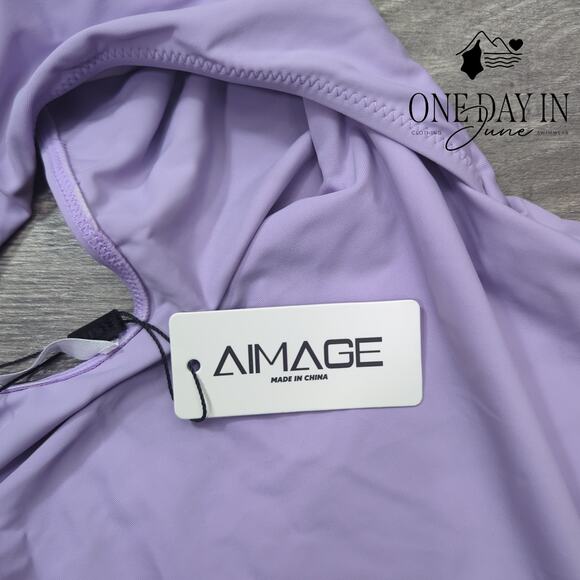 Aimage V Wire Cut Out One Piece Swimsuit Size XL - Picture 4 of 7